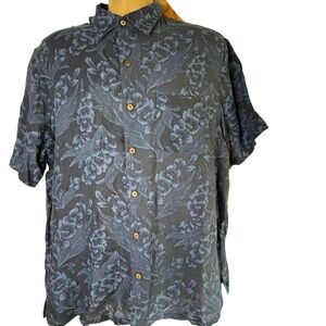 Vintage Silk Mens Hawaiian Shirt Linen‎ & silk men's large